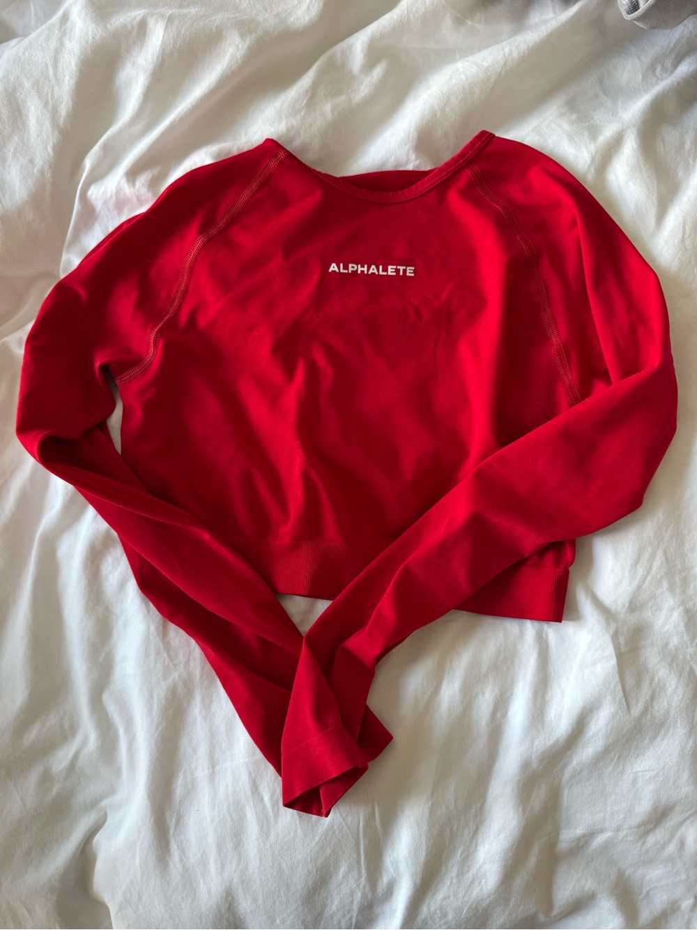 Alphalete Women's Bright Red Long-Sleeve Crop Sweatshirt